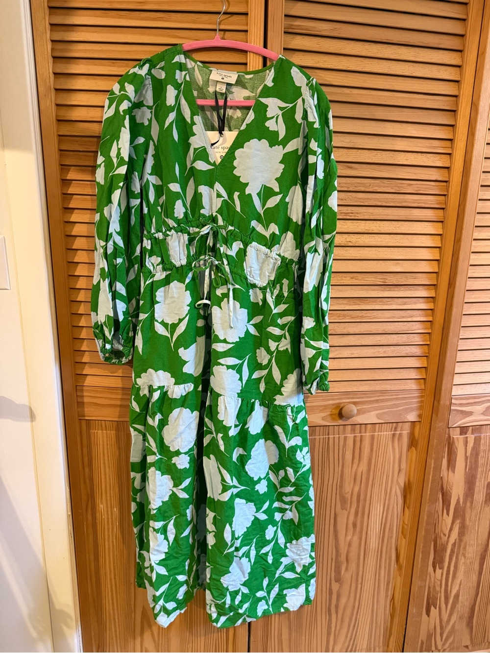 Kate Spase for Target Green and White Floral Drawstring Dress